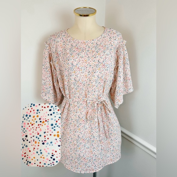 Motherhood Maternity Tops - MOTHERHOOD MATERNITY White & Multicolor Blouse With Waist Tie | Size Medium